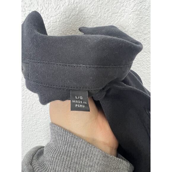 ATM Black Jersey Midi Shirt Dress Large L Button Front Pockets - Picture 6 of 6